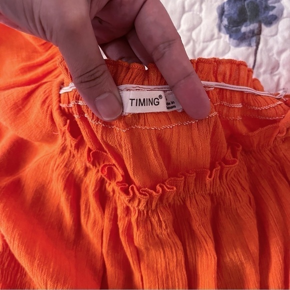 Timing Cropped Top Womens Small Orange Peasant Boho Soft Vibrant Colorful - Picture 9 of 9